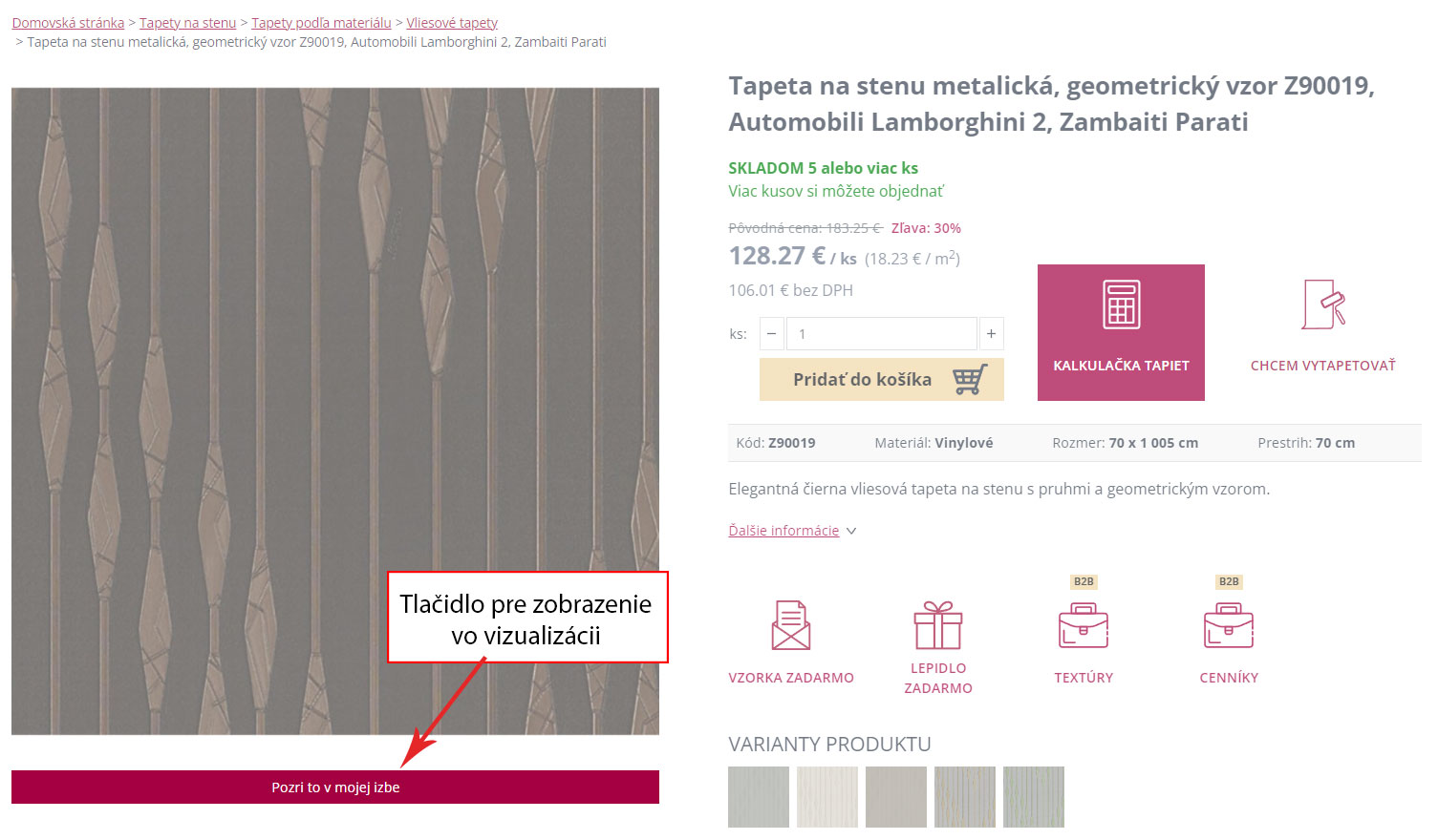 Tlačidlo detailu produktu