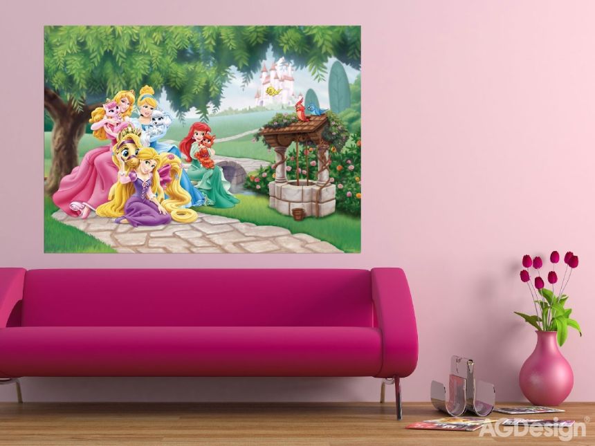 Dětská vliesová fototapeta na zeď - FTDN M 5231, Disney, Princezny se zvířátky, 160 x 110 cm, AG Design