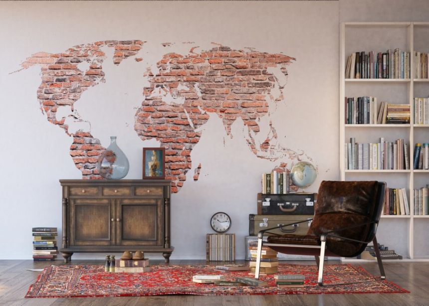 Vliesová fototapeta na zeď FTN XXL 1240, Netradiční mapa, Cihly, 360 x 270 cm, AG Design