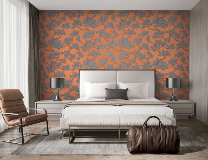 Luxusná vliesová tapeta na stenu, oranžová, vetvičky, WF121016, Best Sellers, ID Design