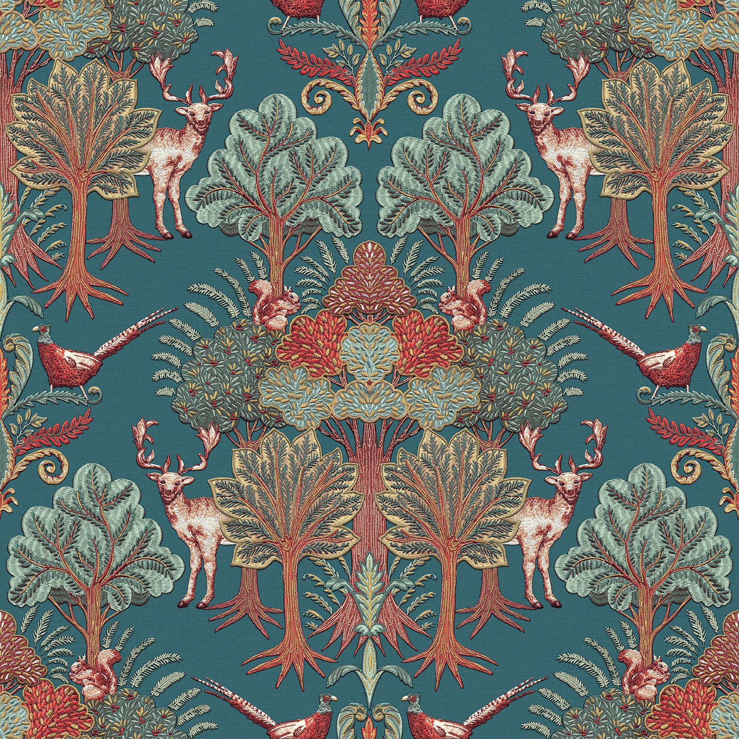 Luxusná zelená vliesová tapeta so stromami, zvieratami, TP422305, Tapestry, Design ID