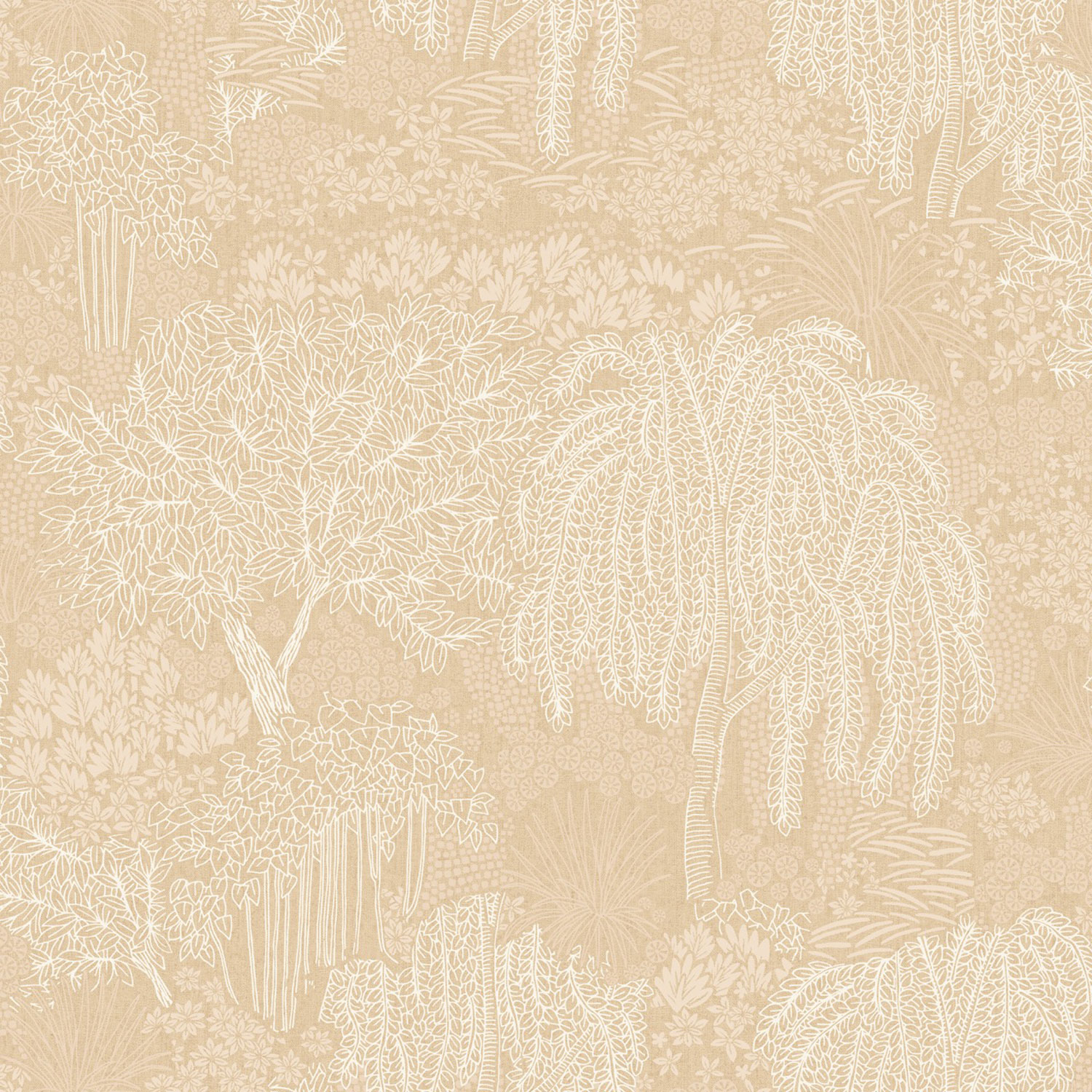 Béžová vliesová tapeta, stromy, listy, AL26261, Allure, Decoprint