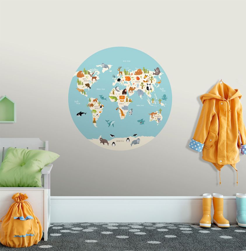 Predglejená detská vliesová tapeta, Mapa Sveta, PLC051, Platinum Shapes, Decoprint
