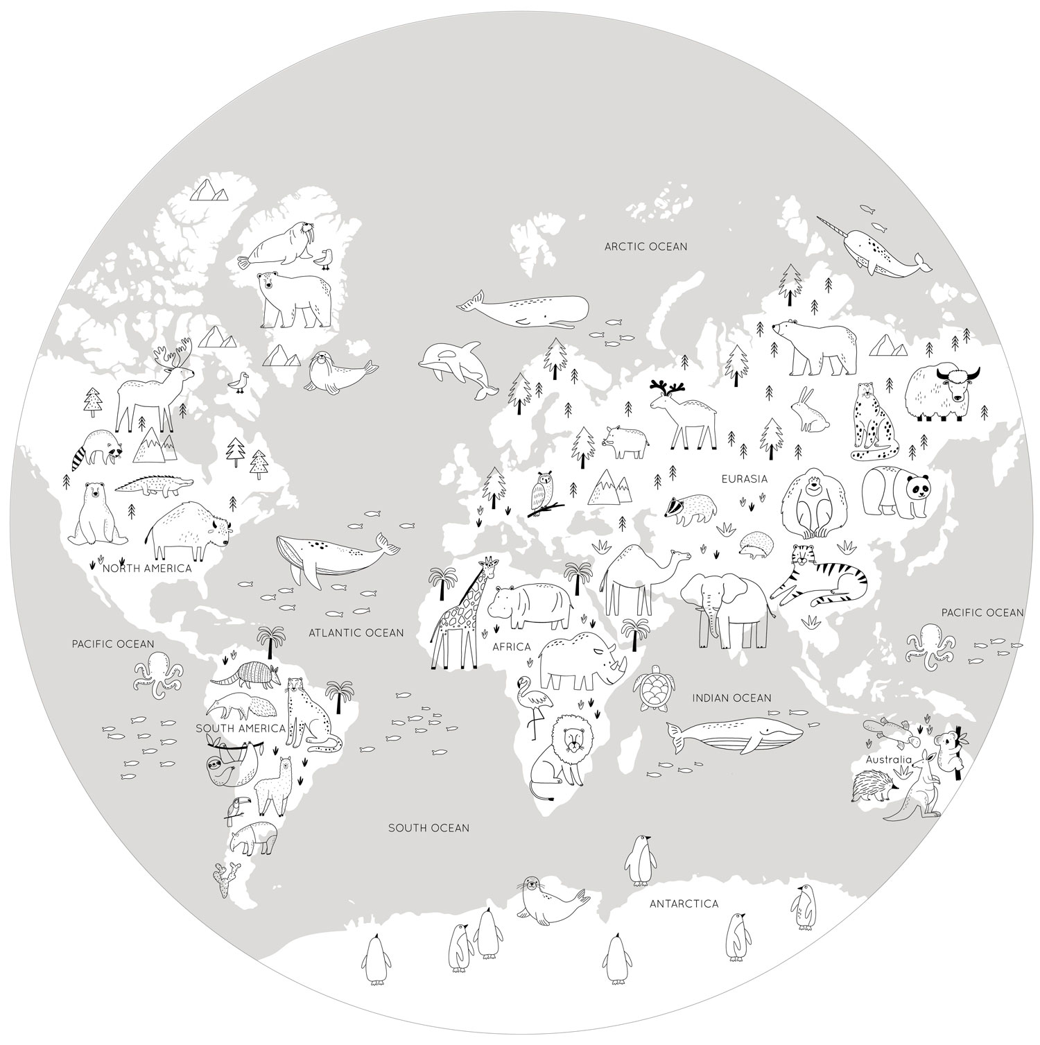 Predglejená detská vliesová tapeta, Mapa Sveta, PLC061, Platinum Shapes, Decoprint