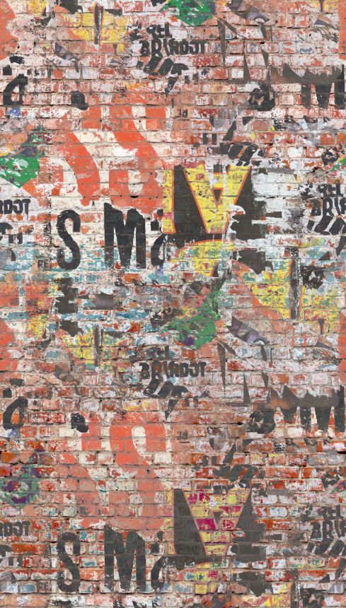 Vliesová fototapeta na stenu, Grafity na tehlovej stene, ML3801, Mural Young Edition, Grandeco