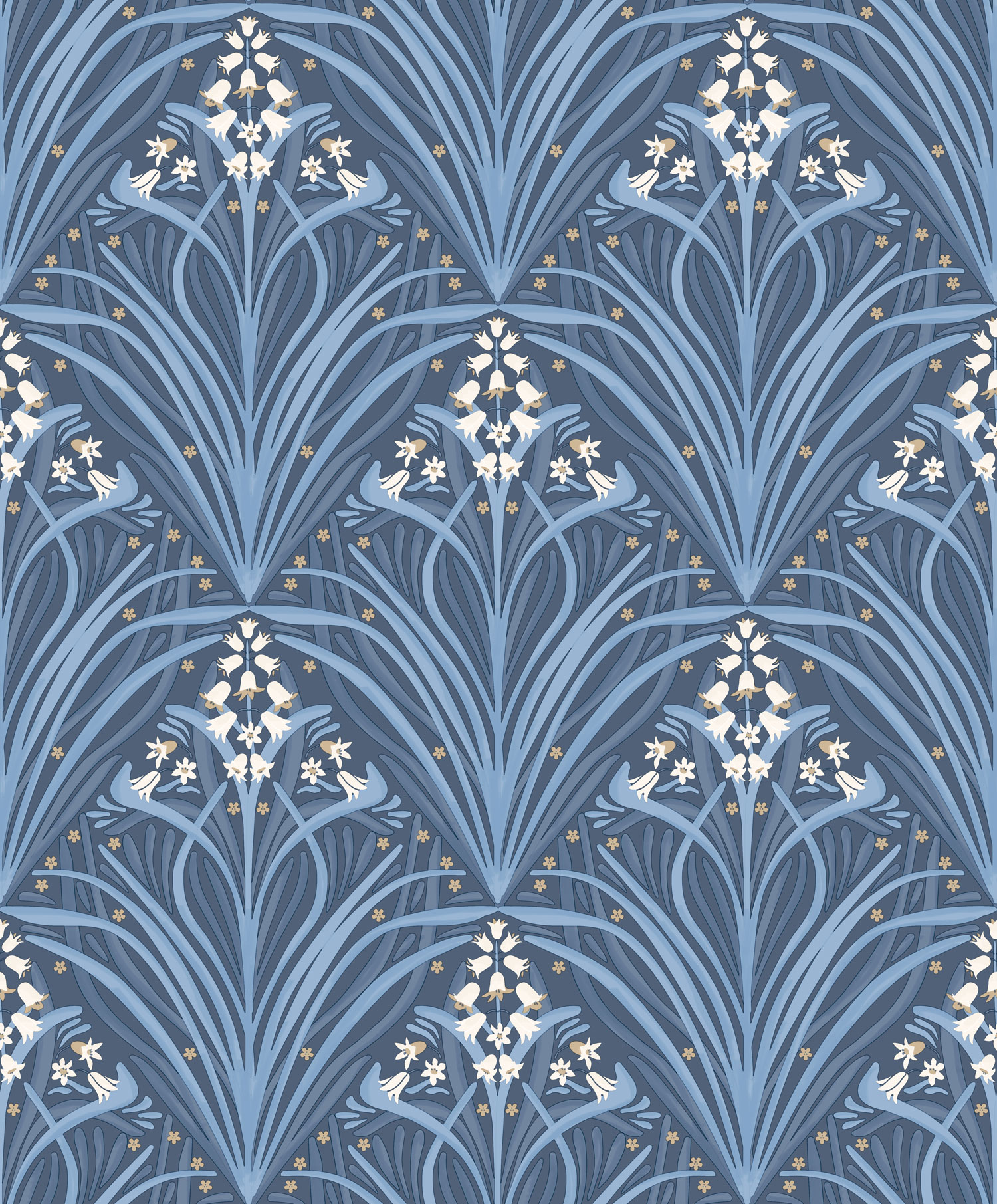 Modrá kvetinová vliesová tapeta na stenu, Art Deco, M66101, Elegance, Ugepa