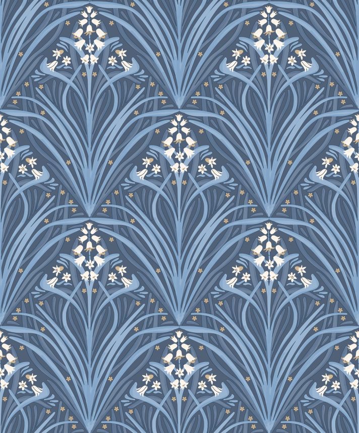 Modrá kvetinová vliesová tapeta na stenu, Art Deco, M66101, Elegance, Ugepa
