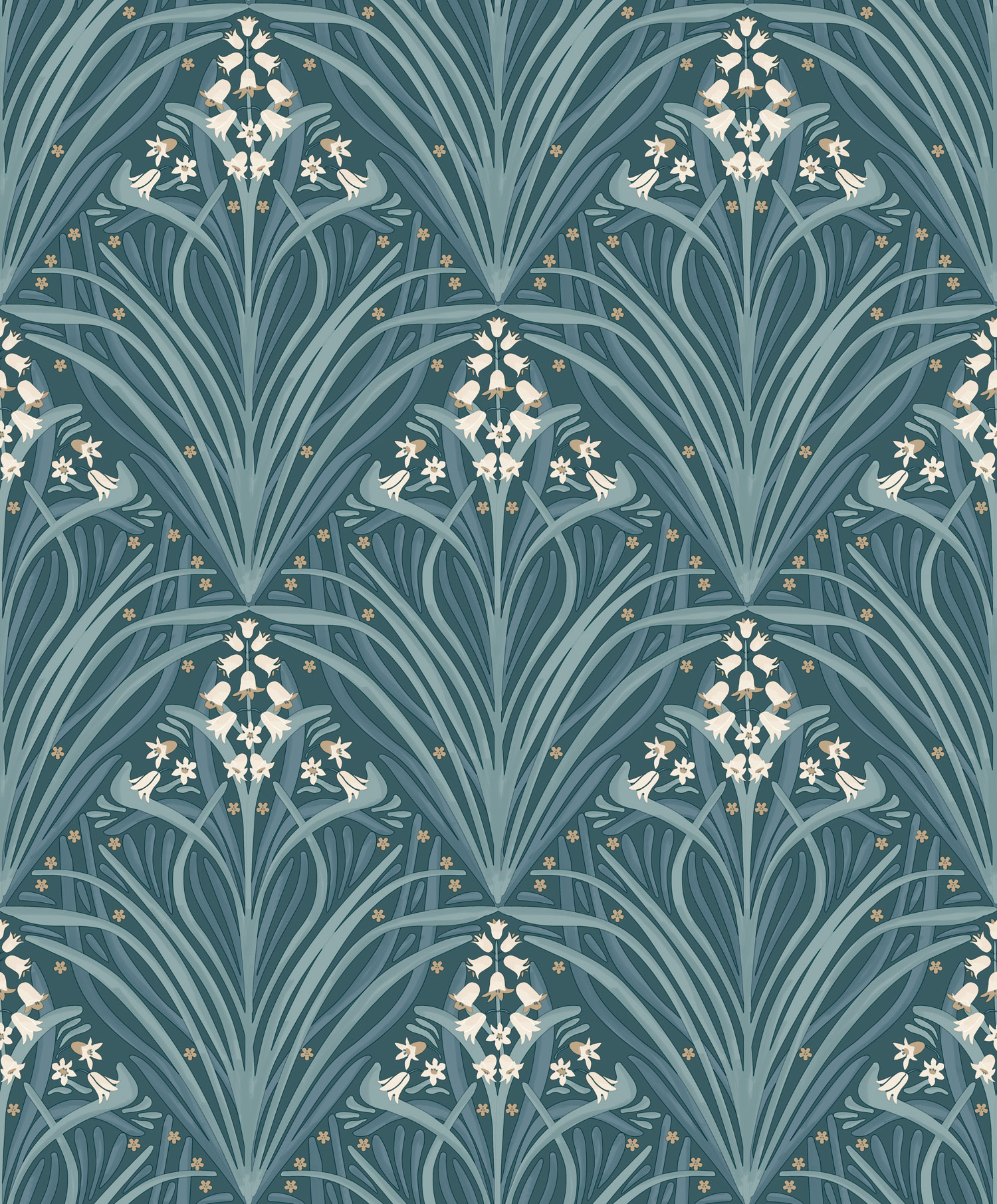 Zelená kvetinová vliesová tapeta na stenu, Art Deco, M66114, Elegance, Ugepa