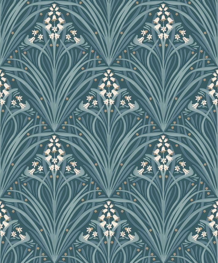 Zelená kvetinová vliesová tapeta na stenu, Art Deco, M66114, Elegance, Ugepa