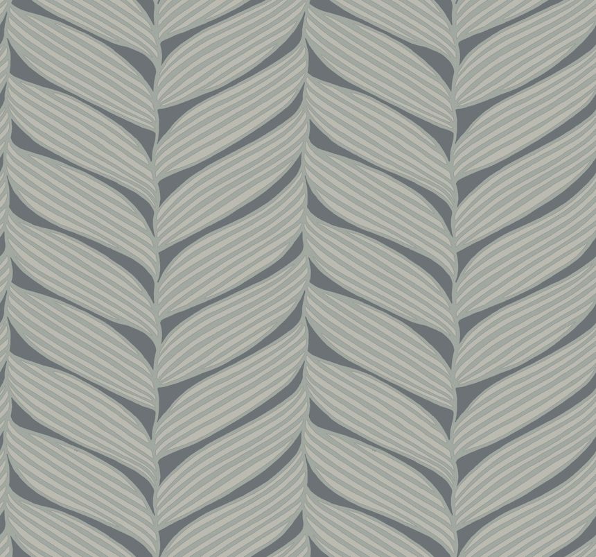 Sivo-strieborná vliesová tapeta na stenu, listy, MD7163, Modern Metals, York