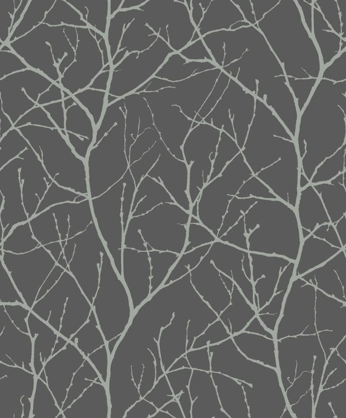 Sivo-strieborná vliesová tapeta, vetvičky stromu, MD7125, Modern Metals, York