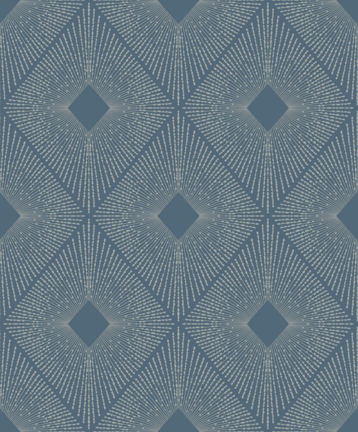 Modro-strieborná geometrická vliesová tapeta na stenu, MD7131, Modern Metals, York