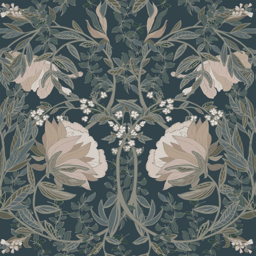 Secesná vliesová kvetinová tapeta na stenu, 139421, Vintage Flowers, Esta Home