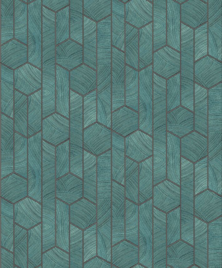 Zelená vliesová tapeta, geometrický vzor, SUM104, Summer, Khroma by Masureel