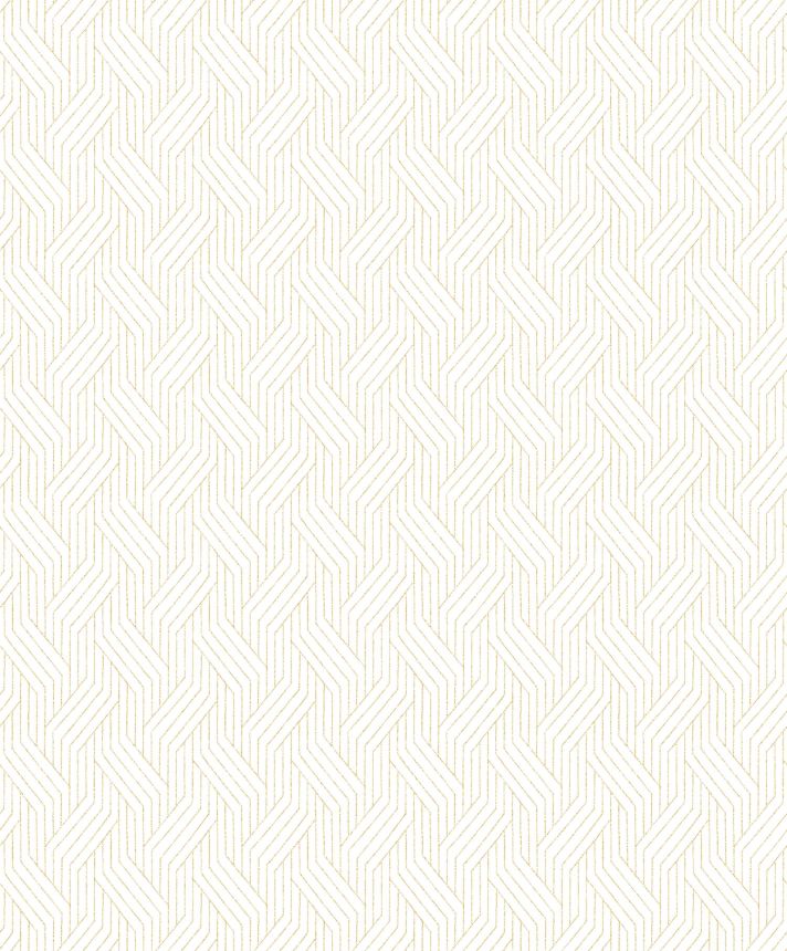 Bielo-zlatá geometrická vliesová tapeta, ZEN404, Zen, Zoom by Masureel