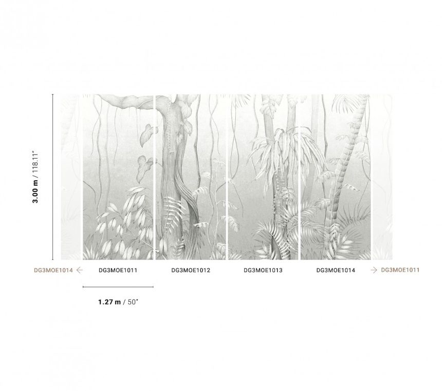 Sivá vliesová fototapeta, Listy, stromy,, DG3MOE1012, Wall Designs III, Khroma by Masureel