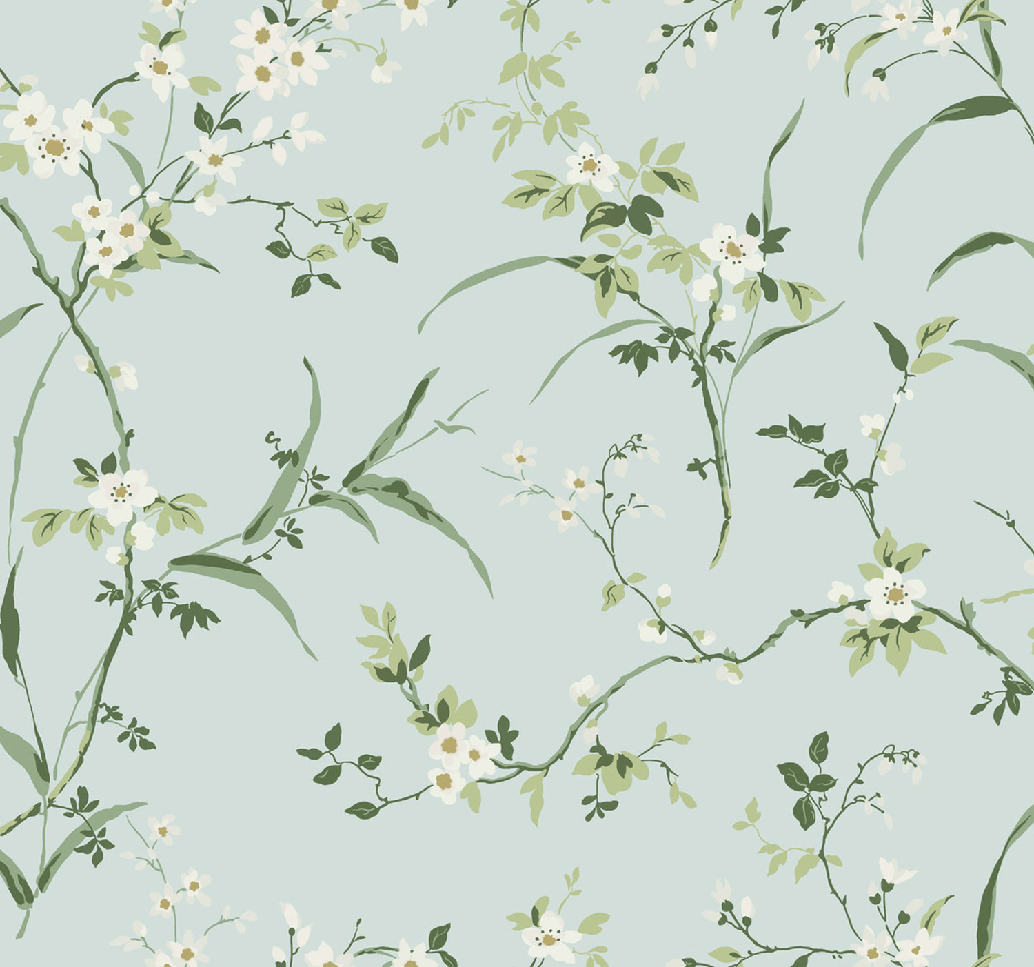Svetlomodrá vliesová tapeta, rozkvitnuté vetvičky, BL1742, Blooms Second Edition Resource Library, York