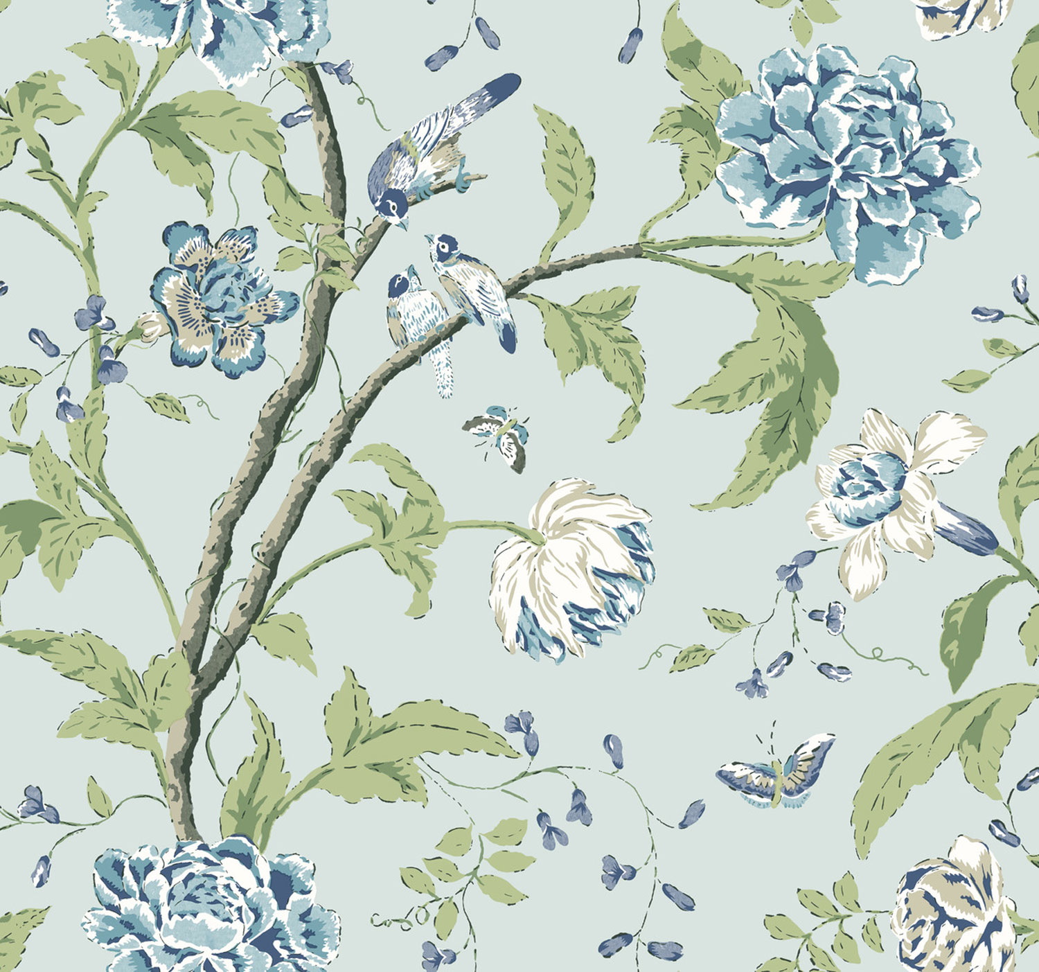 Modrá vliesová tapeta, rozkvitnuté vetvičky, BL1784, Blooms Second Edition Resource Library, York