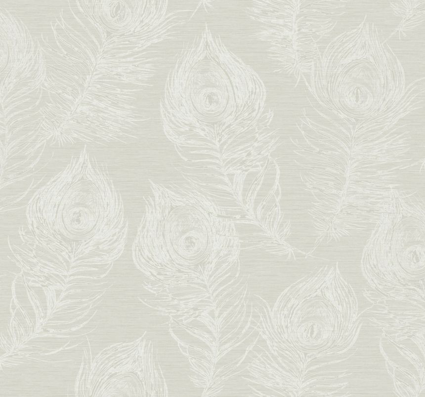 Sivo-biela vliesová tapeta s pávími perami, EV3944, Candice Olson Casual Elegance, York