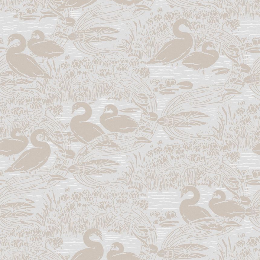Sivo-béžová vliesová tapeta, príroda, labute, 118471, Laura Ashley 3