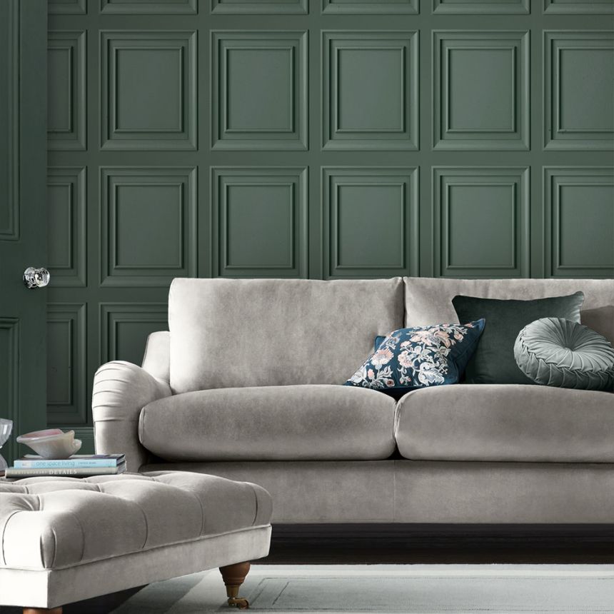 Strieborná vliesová tapeta, 3D efekt obloženia, 119845, Laura Ashley 3