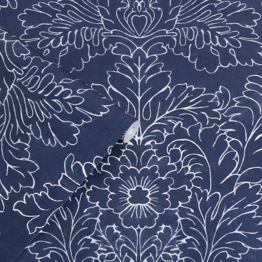 Modro-biela vliesová tapeta, kvety, listy, 119852, Laura Ashley 3