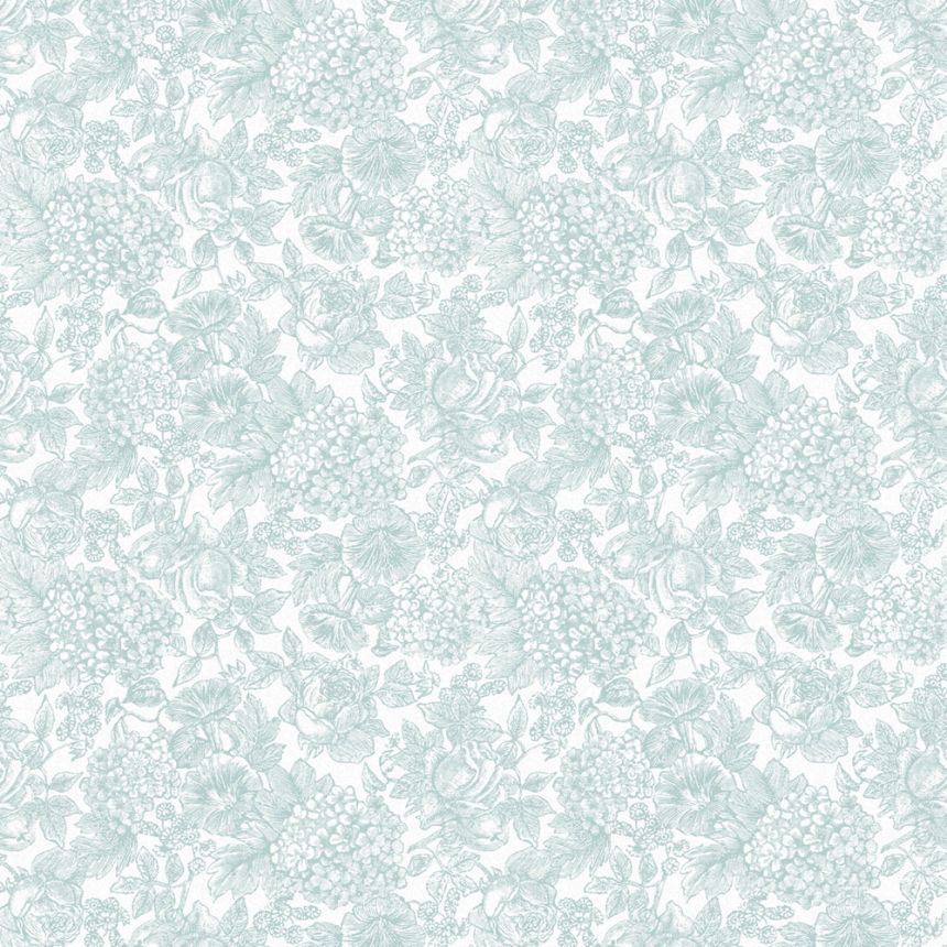 Tyrkysovo-biela vliesová kvetinová tapeta, 119860, Laura Ashley 3
