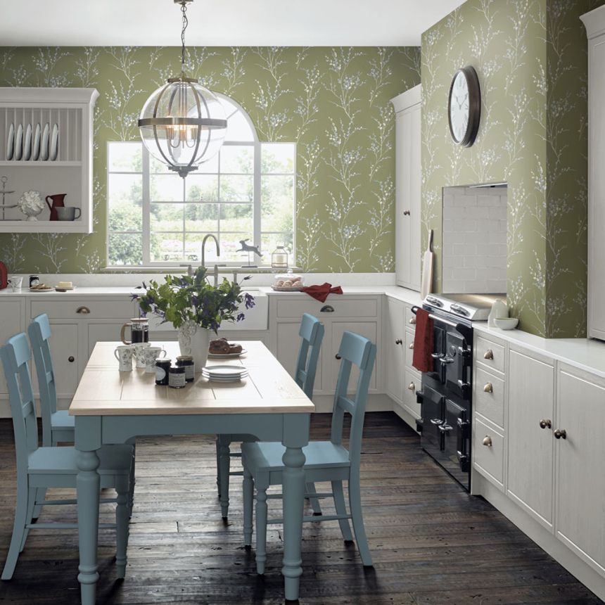 Zelená vliesová tapeta na stenu, vetvičky, 121074, Laura Ashley 3