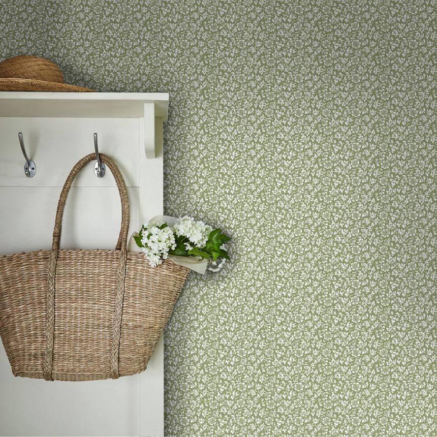 Bielo-zelená vliesová kvetinová tapeta, 121077, Laura Ashley 3