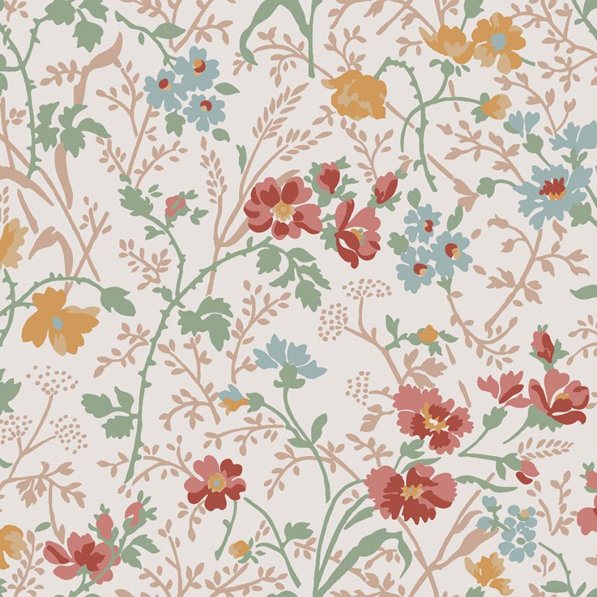 Biela vliesová tapeta s kvetinovým vzorom, 121082, Laura Ashley 3