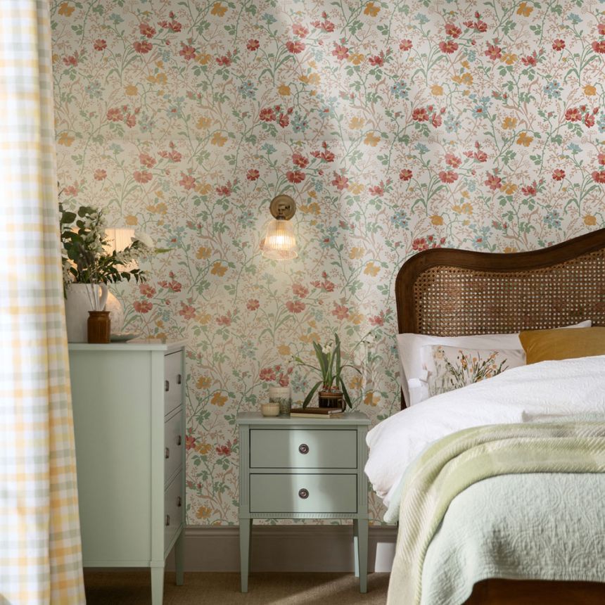 Biela vliesová tapeta s kvetinovým vzorom, 121082, Laura Ashley 3