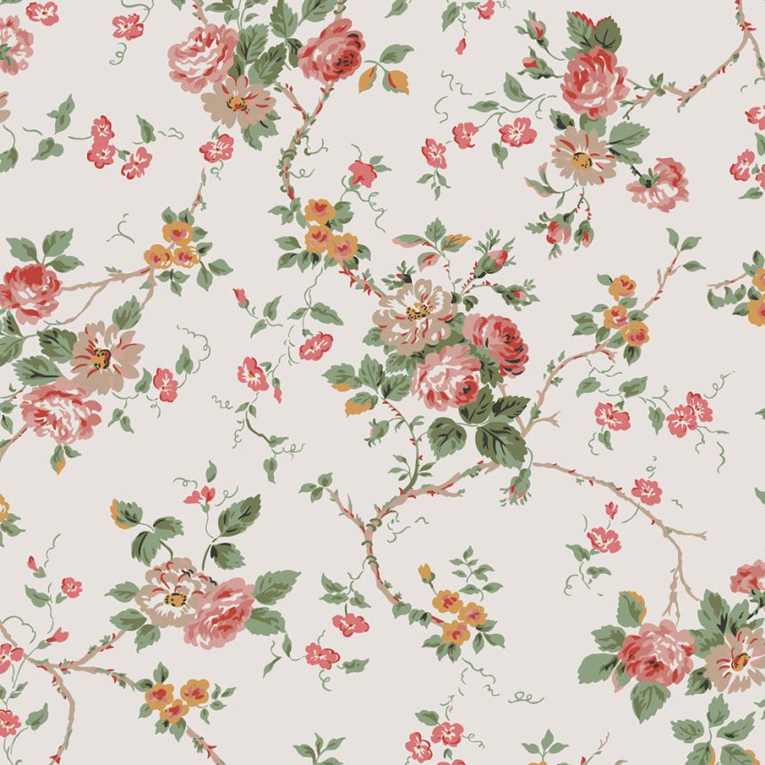 Biela vliesová tapeta s kvetinovým vzorom, 121083, Laura Ashley 3