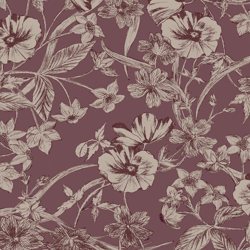 Černicová vliesová tapeta, metalické kvety, 121086, Laura Ashley 3