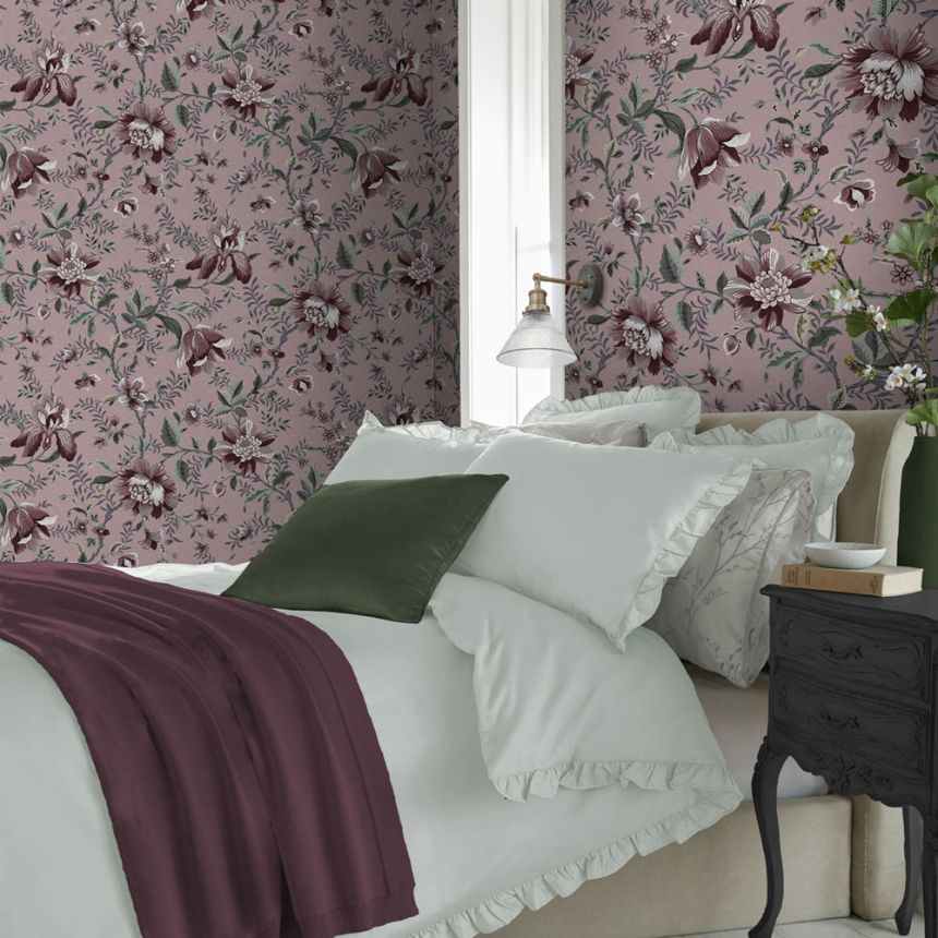 Černicová vliesová tapeta s kvetinovým vzorom, 121091, Laura Ashley 3
