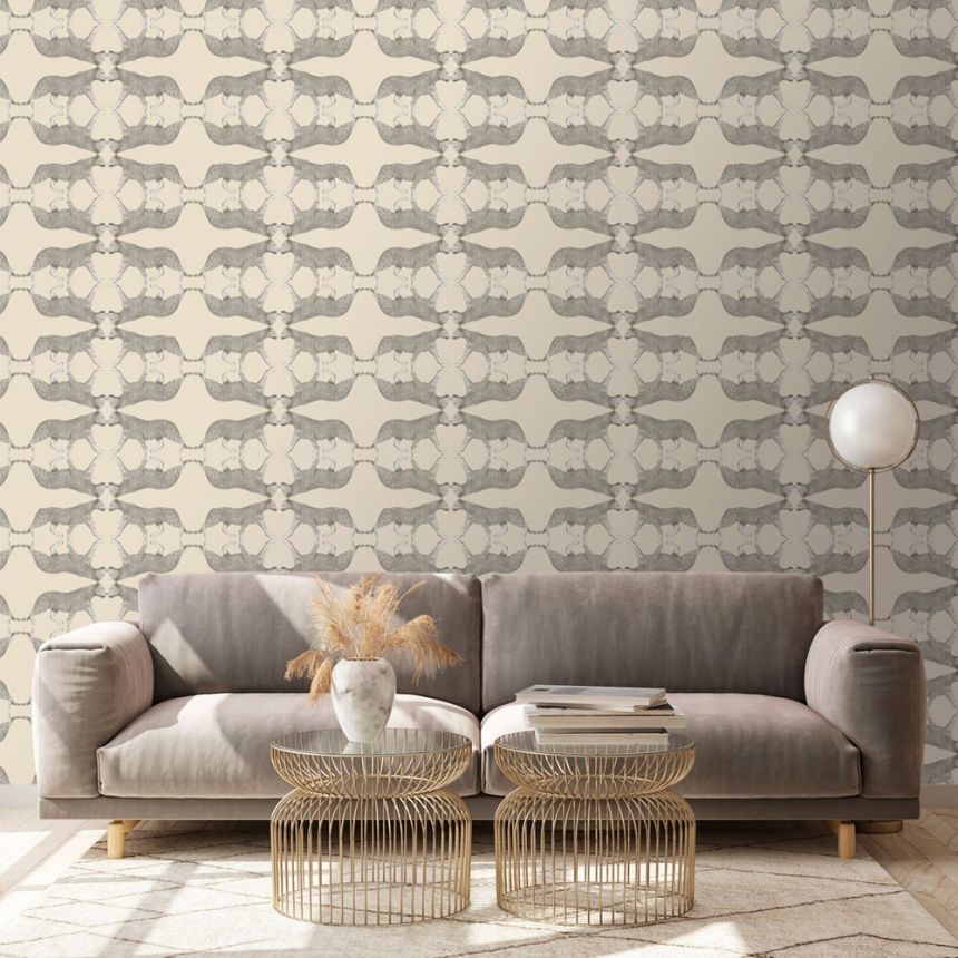 Vliesová tapeta na stenu, krémovo-strieborná, leopard, NHW1032, Perla, Decoprint