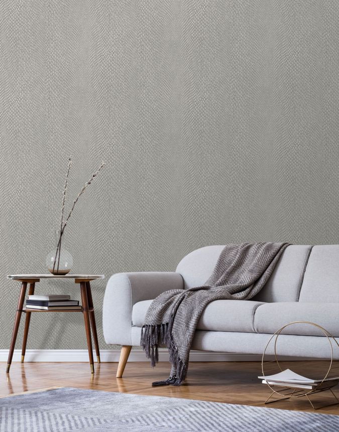 Vliesová tapeta na stenu, sivo-strieborná, imitácia kože, NHW1036, Perla, Decoprint