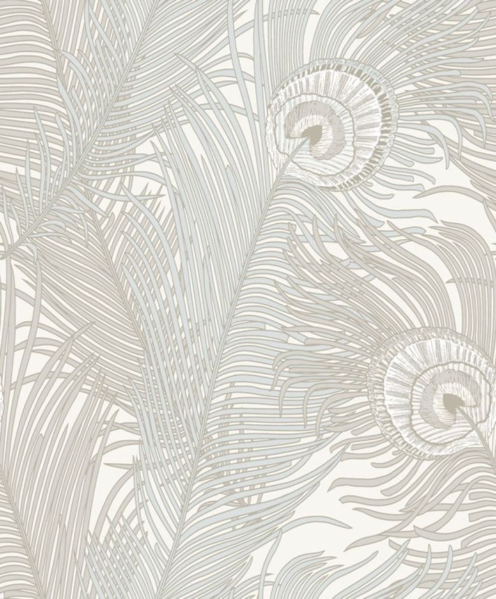 Vliesová tapeta na stenu, krémová, pávie perá, NHW1044, Perla, Decoprint
