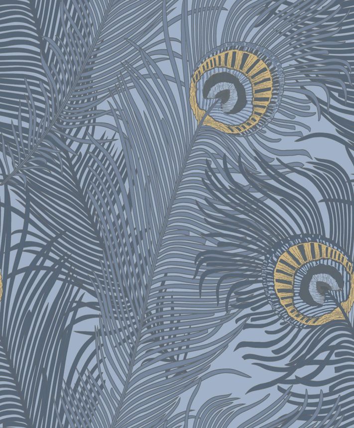 Vliesová tapeta na stenu, modrá, pávie perá, NHW1046, Perla, Decoprint