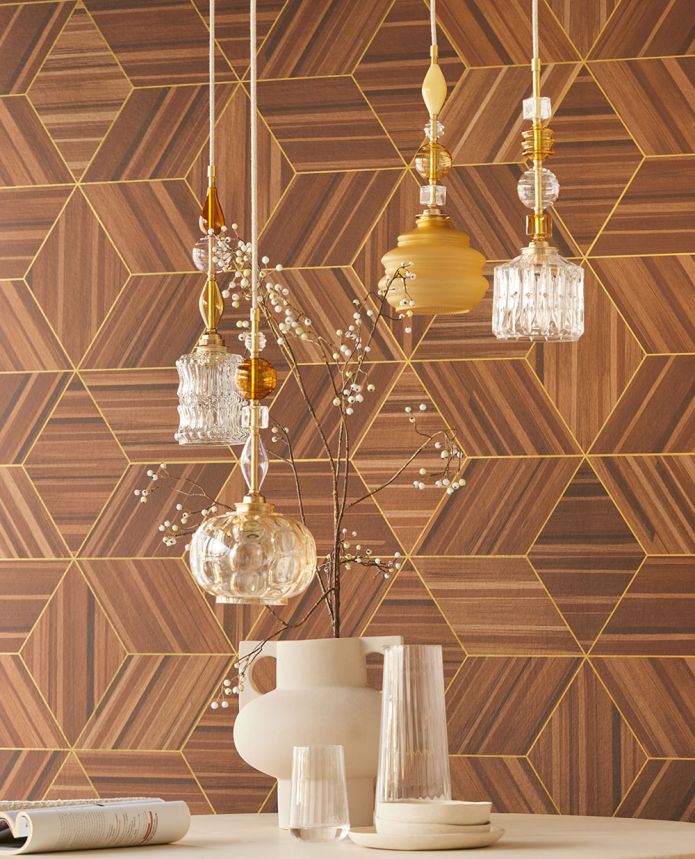 Geometrická obrazová vliesová tapeta, imitácia obloženia, 340180, Gilded, Eijffinger