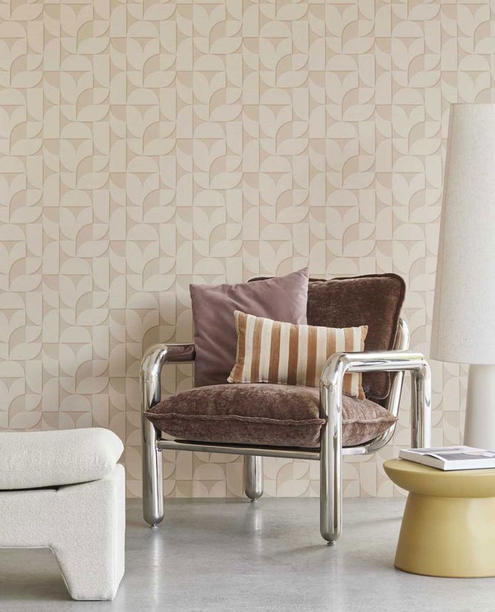 Béžová vliesová geometrická retro tapeta, 333610, Revive, Eijffinger