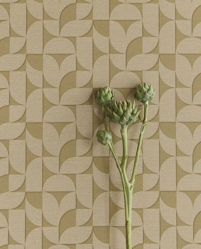 Zeleno-béžová vliesová geometrická retro tapeta, 333612, Revive, Eijffinger