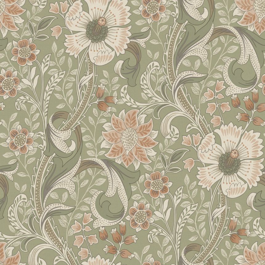Vliesová tapeta na stenu, zelená, kvety, PH3107, Perfect Harmony, Grandeco
