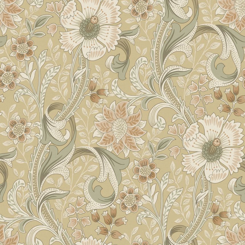 Vliesová tapeta na stenu, okrová, kvety, PH3112, Perfect Harmony, Grandeco