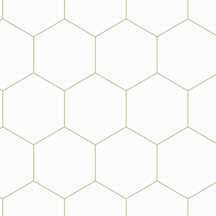 Geometrická vliesová tapeta na stenu, bielo-zlatá, 139312, Bloom, Esta Home
