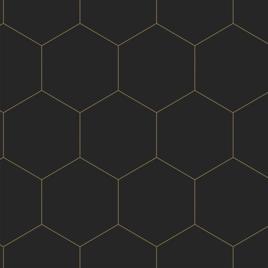 Geometrická vliesová tapeta na stenu, čierno-zlatá, 139313, Bloom, Esta Home