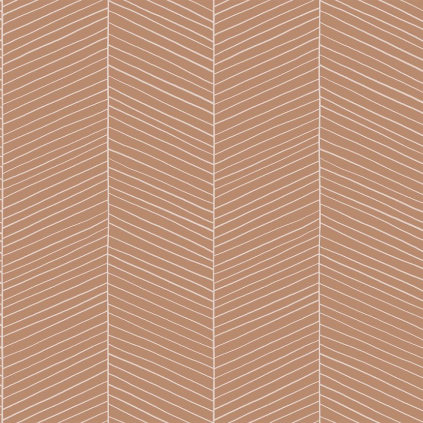Geometrická vliesová tapeta na stenu, hnedá, 139357, Bloom, Esta Home