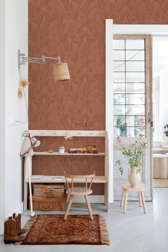 Vliesová tapeta na stenu, palmové listy, hnedá, 139370, Bloom, Esta Home