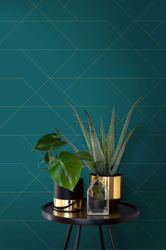 Geometrická vliesová tapeta na stenu, tyrkysová, 139454, Bloom, Esta Home