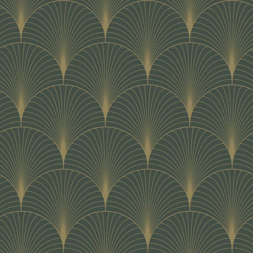 Vliesová tapeta na stenu, Art deco, zeleno-zlatá, 139584, Bloom, Esta Home