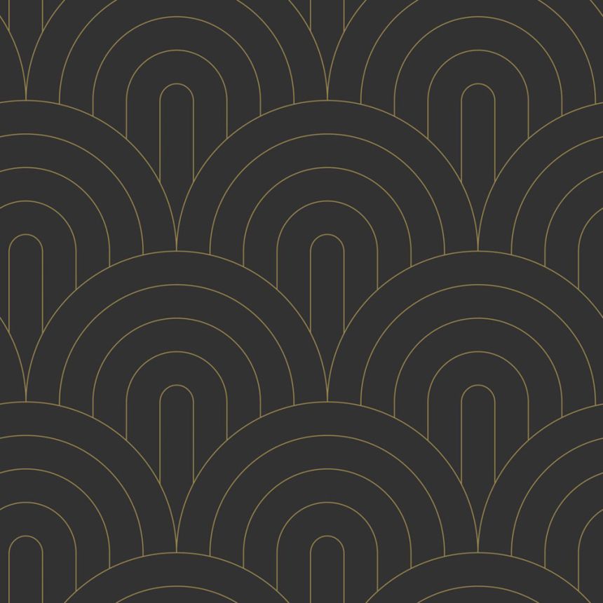 Vliesová tapeta na stenu, Art deco, čierno-zlatá, 139742, Bloom, Esta Home